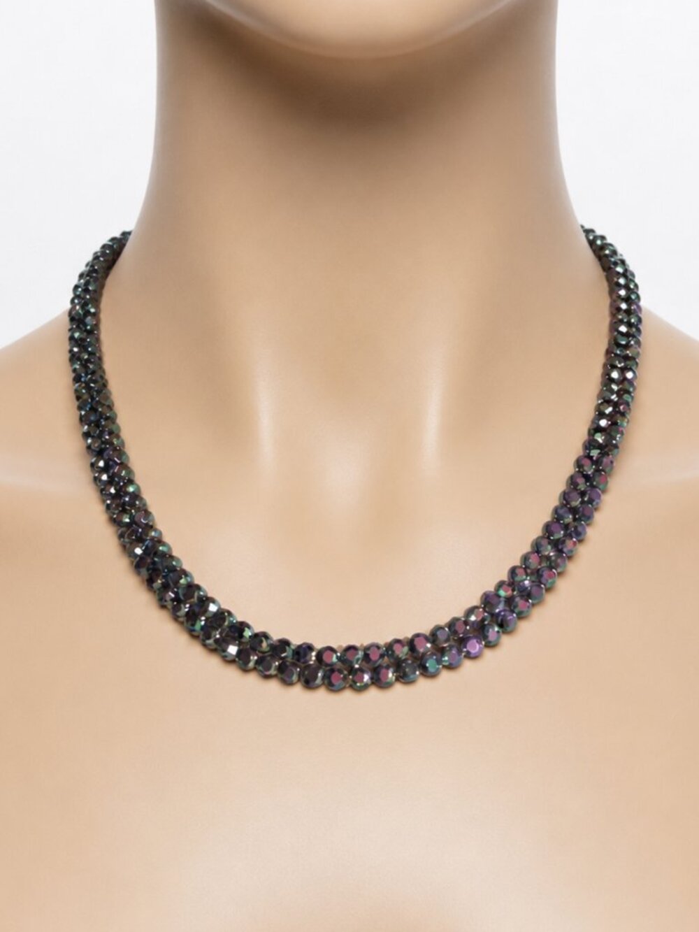 Fifth Avenue Iridescent Metallic Crystal Statement Necklace 18" NWT